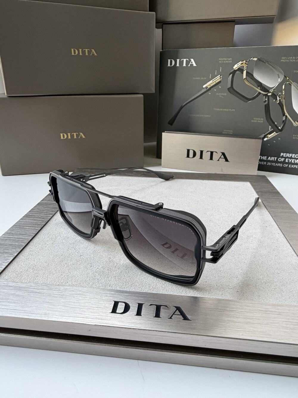 DITA HYPERLUX-1000 DTS470-01 Matte Black Black Iron Grey Gradient Sunglasses